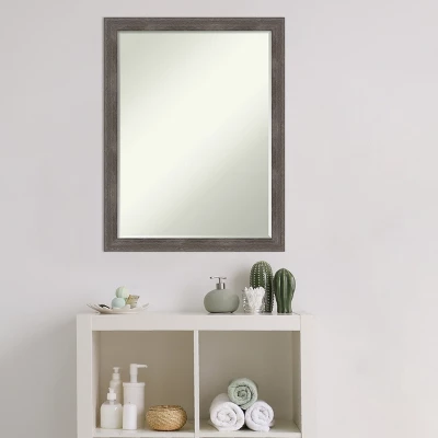 Amanti Art Pinstripe Lead Grey Petite Bevel Wood Bathroom Wall Mirror 26.5 X 20.5 In. - Image 7