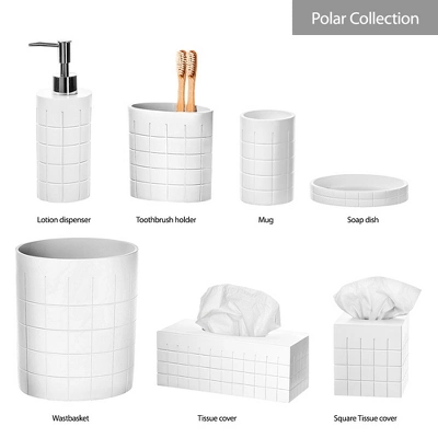 Creative Scents Polar White 3 Pcs Bathroom Set - Features: Soap Dispenser, Toothbrush Holder, And Soap Dish - Image 6