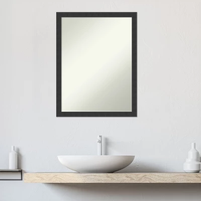 Mezzanotte Black Non-Beveled Wood Bathroom Wall Mirror - Image 5
