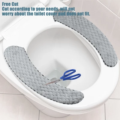 Unique Bargains 2 Pair Toilet Seat Cover Pad Bathroom Warm Toilet Seat Cushion Washable Reusable - Image 5
