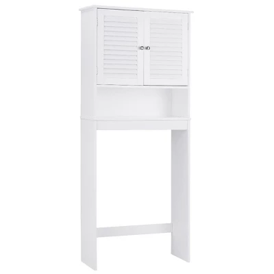 Costway Bathroom Space Saver Over The Toilet Shelved Storage Cabinet Organizer White - Image 2