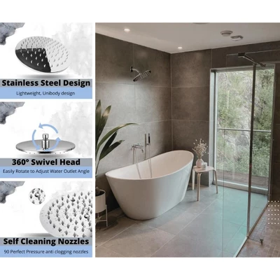 Maison High Pressure 8" Modern Rainfall Showerhead Brushed Nickel Luxury Showerhead -Tool Free Installation - Best Showerhead, Bathroom Essential - Image 3