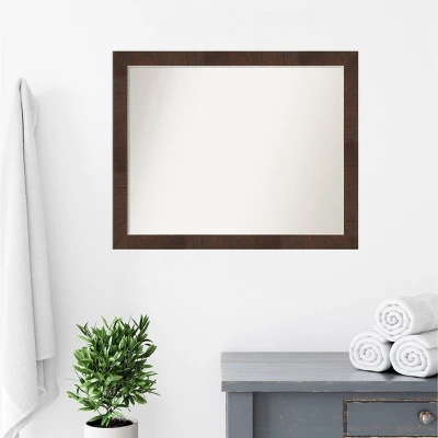 31" X 25" Non-Beveled Wildwood Brown Narrow Bathroom Wall Mirror - Amanti Art - Image 8