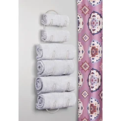 MDesign Metal Wall Mount Bath Towel Storage Organizer Rack, 6 Shelves