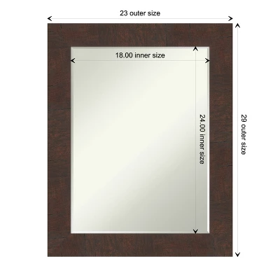 Amanti Art Wildwood Brown Petite Bevel Bathroom Wall Mirror 29 X 23 In. - Image 3