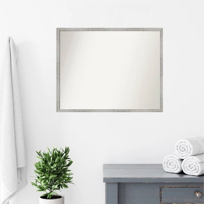 29" X 23" Non-Beveled Shiplap White Narrow Wood Bathroom Wall Mirror - Amanti Art - Image 6