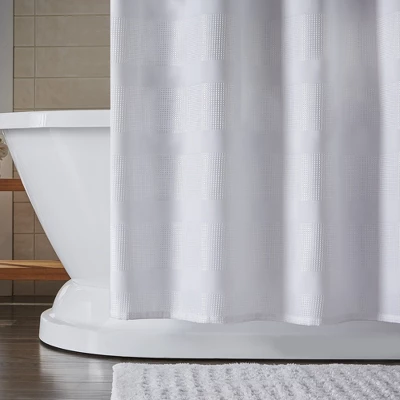 Essential Waffle Stripe Modern Fabric Shower Curtain - 72" X 72" - Elrene Home Fashions - Image 2