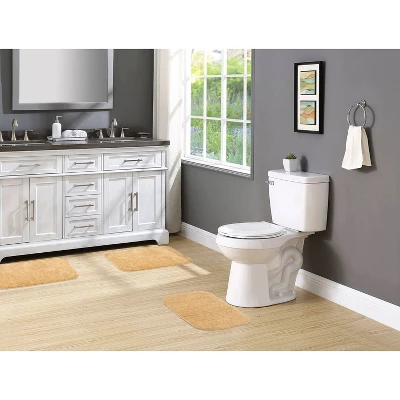 3pc Traditional Nylon Washable Bathroom Rug Set Linen - Garland Rug