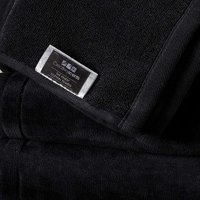 Creative Scents Set Of 4 Black Fingertip Terry Towels - Image 4