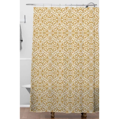 Wagner Campelo Boho Volutes Putty Shower Curtain Yellow - Deny Designs