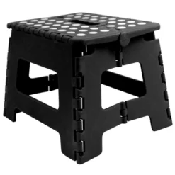 Home Basics Small Plastic Folding Stool With Non-Slip Dots