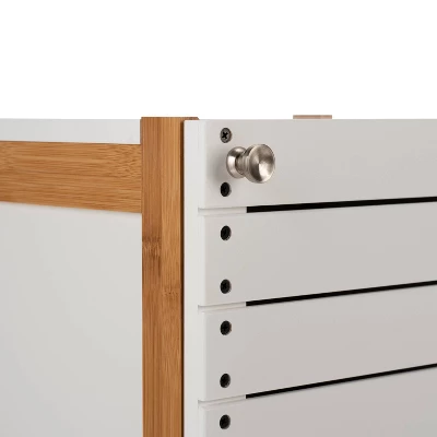 Deluxe Bamboo Floor Cabinet With Accent Slats Brown/White - Organize It All - Image 4