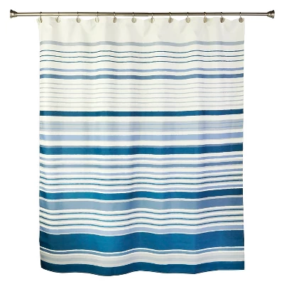 Cubes Striped Shower Curtain Blue - SKL Home - Image 3