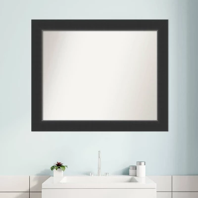 33" X 27" Non-Beveled Corvino Wood Bathroom Wall Mirror Black - Amanti Art - Image 6