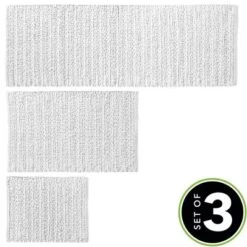 MDesign Soft Cotton Spa Mat Rug For Bathroom, Varied Sizes, Set Of 3