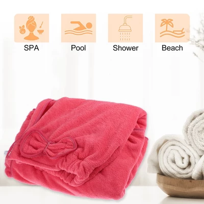 Unique Bargains Shower Wrap Towel For Women Adjustable Closure Bath Wrap With Pocket 1 Pc - Image 5
