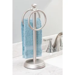 MDesign Metal Fingertip Towel Holder For Bath Vanity Countertop