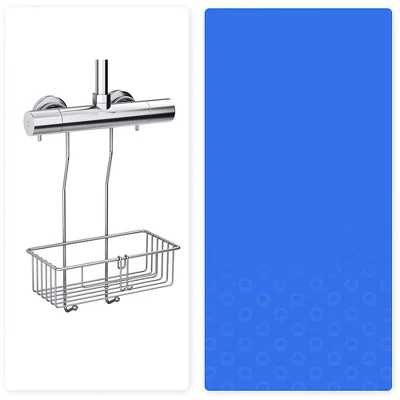Bamodi 15" X 9" Shelf Hanging Stainless Steel Shower Caddy With Hooks - 2 Tier - Silver - Image 2