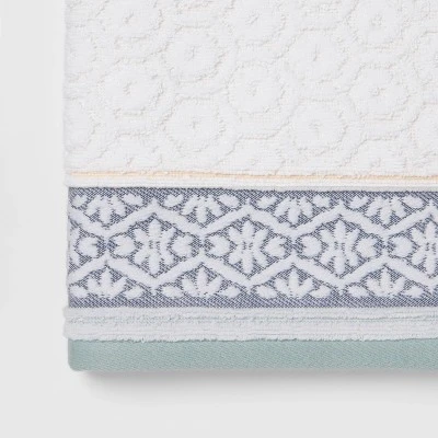 Pattern Filled Stripe Towel Blue - Threshold - Image 2