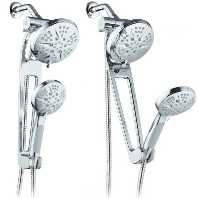 6" 48 Setting Hotelspa Aquabar High Pressure Luxury Three-Way Handheld Shower Head Combo Chrome - AquaDance