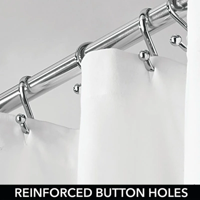 MDesign Fabric 100% Cotton Embroidered Shower Curtain For Bathroom