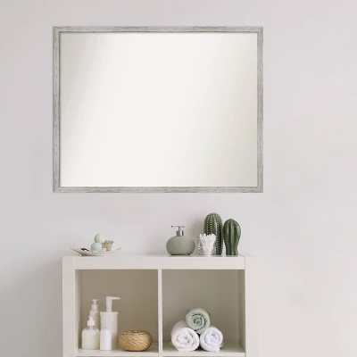29" X 23" Non-Beveled Shiplap White Narrow Wood Bathroom Wall Mirror - Amanti Art - Image 4
