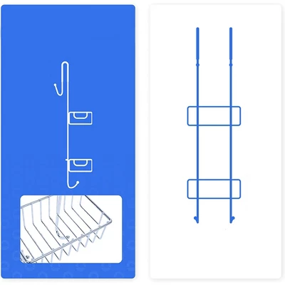 Bamodi 27" X 7" Stainless Steel Hanging Shower Caddy With 2 Towel Hooks - Silver - Image 3