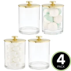 MDesign Round Acrylic Apothecary Canister Jars - 4 Pack