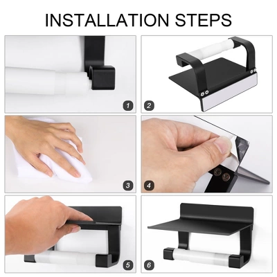 Unique Bargains Toilet Self Adhesive With Phone Shelf Bath Accessories Fixed Toilet Paper Holders - Image 7