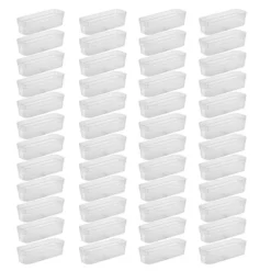 Sterilite 13538608 Narrow Storage Trays With Sturdy Banded Rim And Textured Bottom For Desktop And Drawer Organizing, Clear (48 Pack)