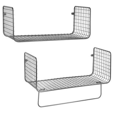 MDesign Bath Storage Organizer Shelving Set Of 2 - 1 Shelf With Towel Bar - Image 7