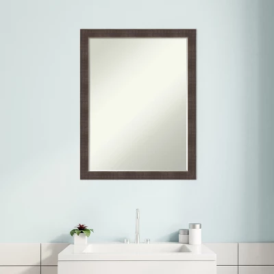 Amanti Art Whiskey Brown Rustic Petite Bevel Wood Bathroom Wall Mirror 26.25 X 20.25 In. - Image 5