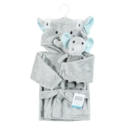 Hudson Baby Unisex Baby Plush Bathrobe And Toy Set, Dreamy Elephant, One Size