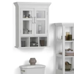 Hayes Two Door Wall Bath Cabinet With Cubbies White - WyndenHall