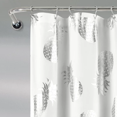 Pineapple Toss Shower Curtain Single Silver - Lush Décor