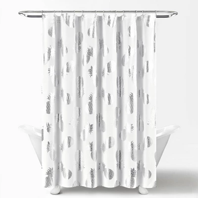 Pineapple Toss Shower Curtain Single Silver - Lush Décor - Image 4