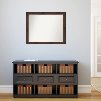 31" X 25" Non-Beveled Wildwood Brown Narrow Bathroom Wall Mirror - Amanti Art - Image 4