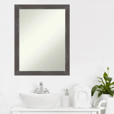 21" X 27" Non-Beveled Woodridge Rustic Gray Wood Bathroom Wall Mirror - Amanti Art - Image 5