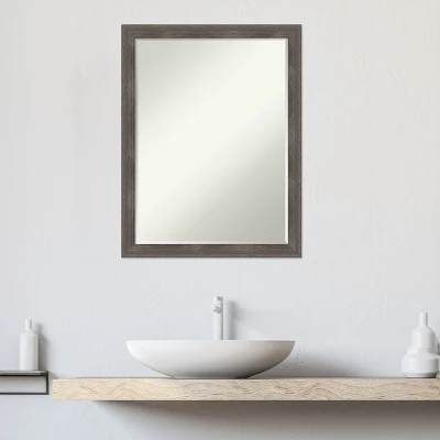 Amanti Art Pinstripe Lead Grey Petite Bevel Wood Bathroom Wall Mirror 26.5 X 20.5 In. - Image 8