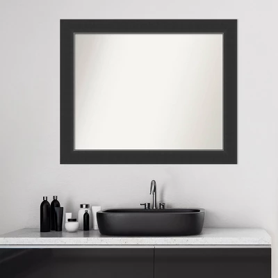 33" X 27" Non-Beveled Corvino Wood Bathroom Wall Mirror Black - Amanti Art - Image 5