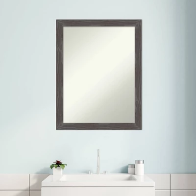 21" X 27" Non-Beveled Woodridge Rustic Gray Wood Bathroom Wall Mirror - Amanti Art - Image 8