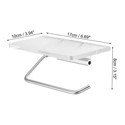 Unique Bargains Wall Mount Aluminum Acrylic Bathroom Toilet Paper Holder Silver Tone Clear 1 Pcs - Image 3
