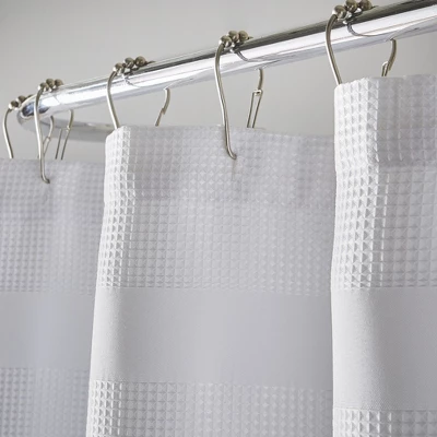 Essential Waffle Stripe Modern Fabric Shower Curtain - 72" X 72" - Elrene Home Fashions