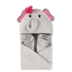 Little Treasure Baby Girl Cotton Animal Hooded Towel, Boho Elephant, One Size