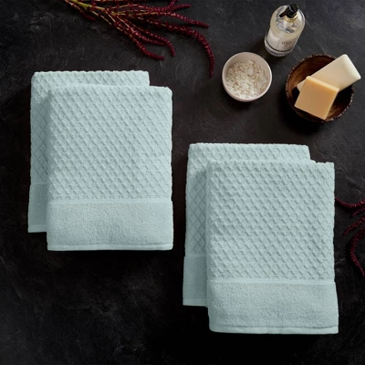 4pc Cotton Diamond Textured Bath Towel Set - Isla Jade - Image 9