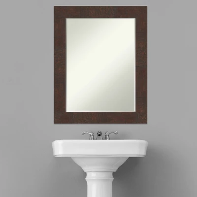 Amanti Art Wildwood Brown Petite Bevel Bathroom Wall Mirror 29 X 23 In. - Image 5
