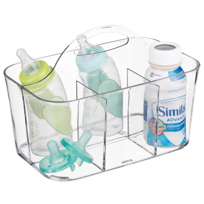 MDesign Plastic Nursery Storage Organizer Caddy Tote, Small - Image 2