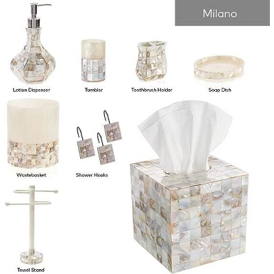 Creative Scents Decorative Mother Of Pearl Bathroom Accessories Set - Image 5