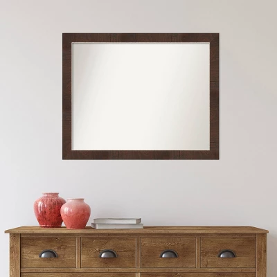 31" X 25" Non-Beveled Wildwood Brown Narrow Bathroom Wall Mirror - Amanti Art - Image 5