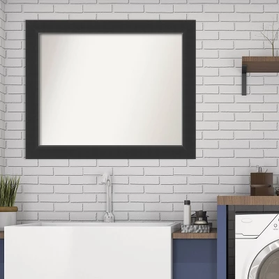 33" X 27" Non-Beveled Corvino Wood Bathroom Wall Mirror Black - Amanti Art - Image 8